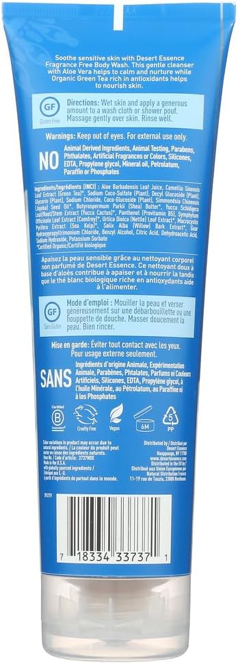 Desert Essence Unscented Body Wash texture and application preview