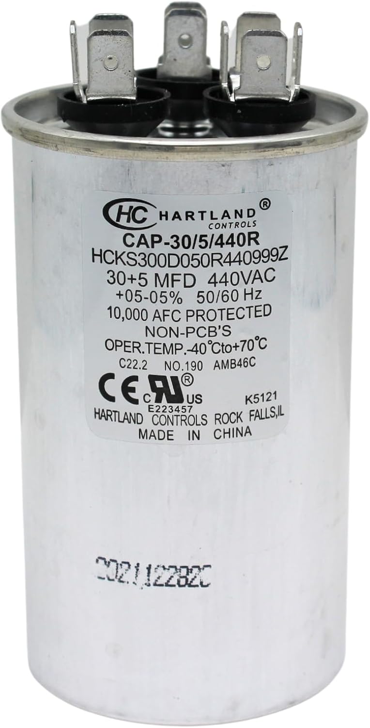50/5 uF 50+5 MFD 370V/440V Dual Run Start Round AC Capacitor for 50 5 uF 370/440 Volt VAC Air Conditioner Capacitor for AC Unit Fan Motor Start, Heat Pump, Condenser Straight Cool - Image 10