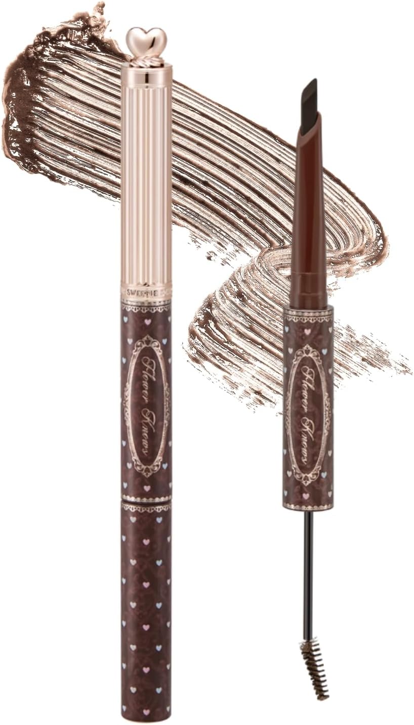 Flower Knows The Sweetie Bear Dual-Ended Brow Gel And Pencil front view showcasing the brown floral packaging.