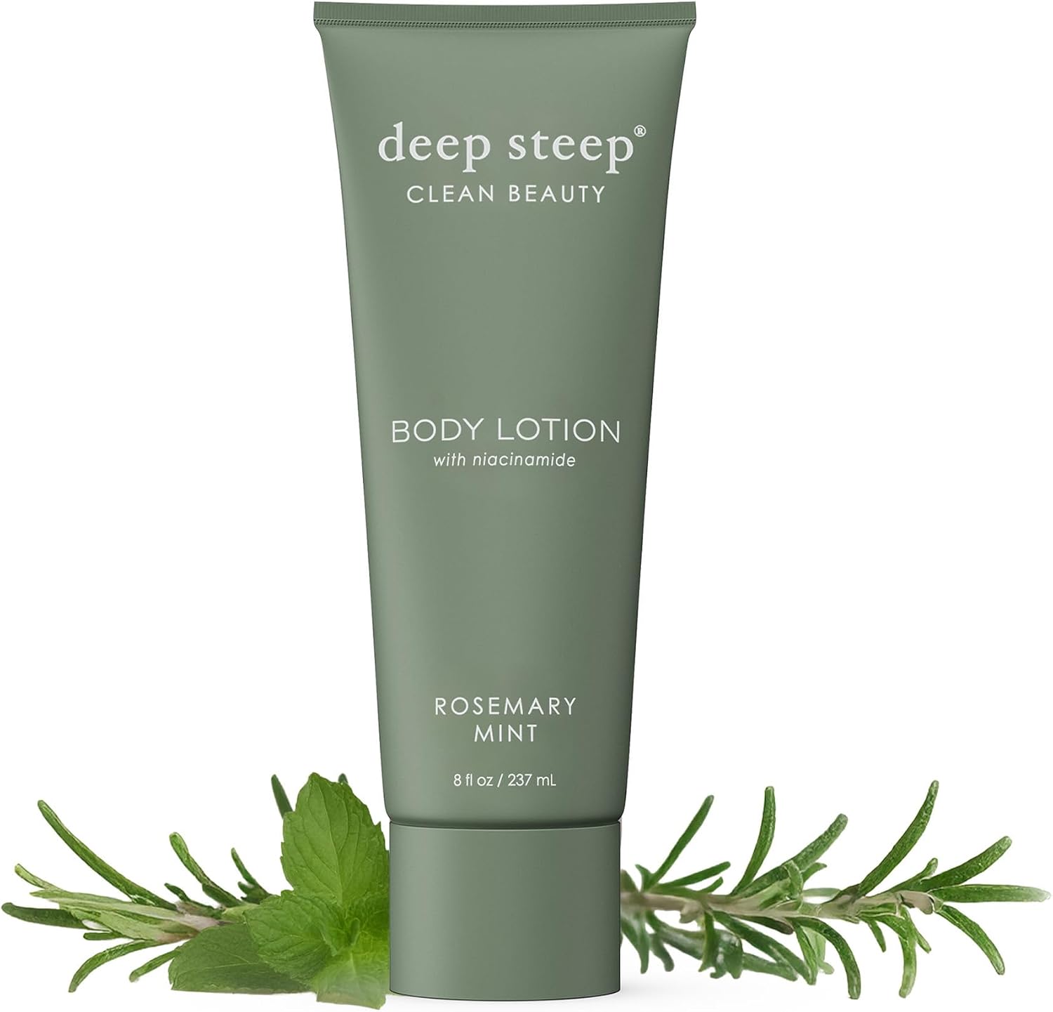 Deep Steep body lotion front view in rosemary mint 8 fluid ounces squeeze tube