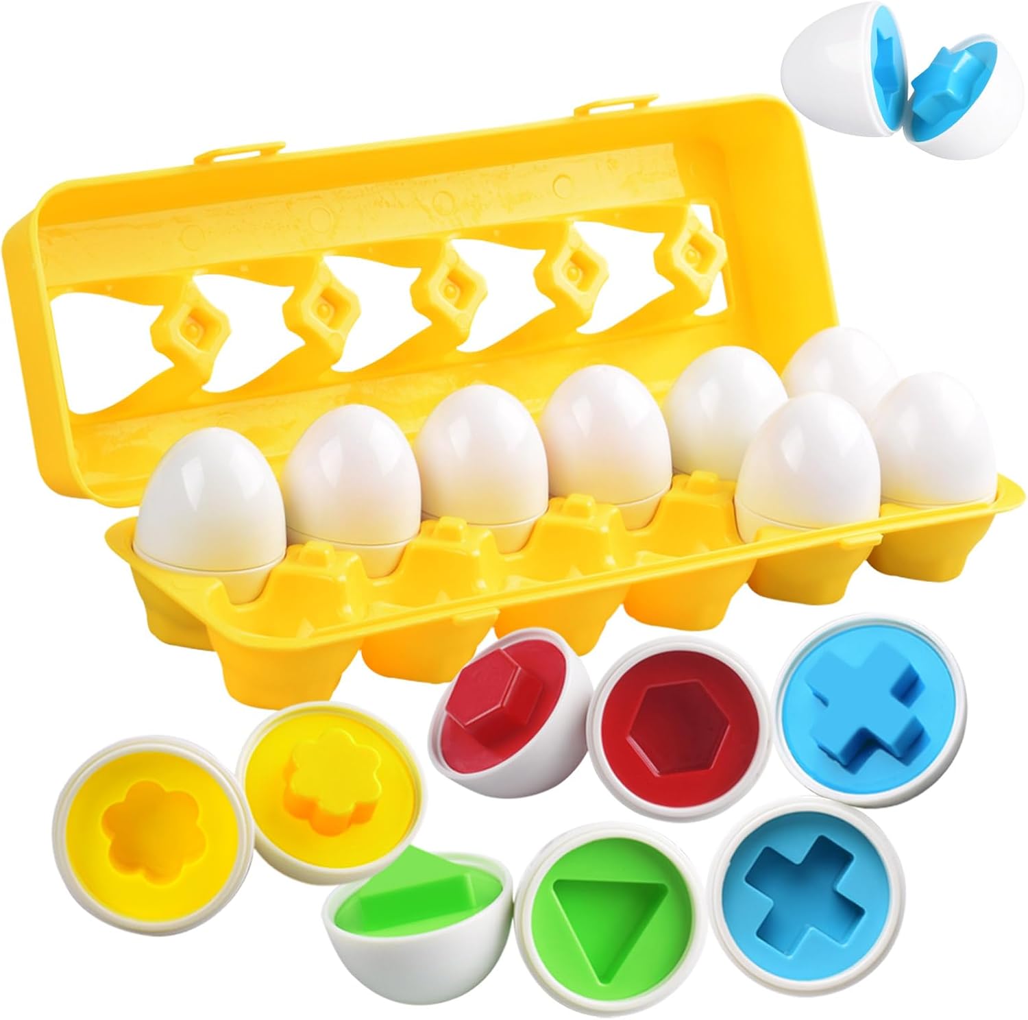 Cpsyub matching eggs toy set with yellow storage carton