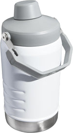 Stanley polar white gym water bottle showing the easy carry handle