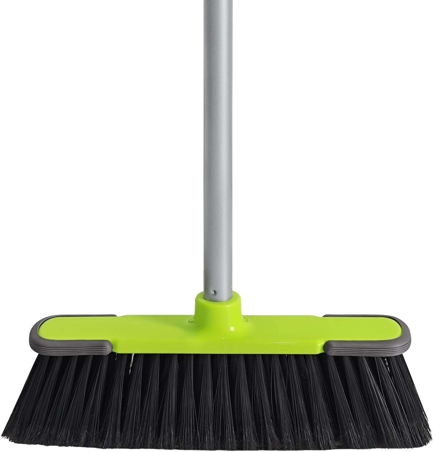 TrueYee Green Indoor Broom front view with long adjustable handle for home cleaning.