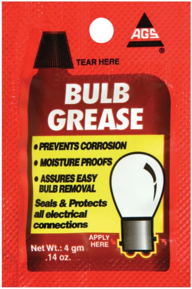 AGS Bulb Grease twenty five pack of single use four gram pouches front view premium dielectric silicone compound for automotive electrical protection.