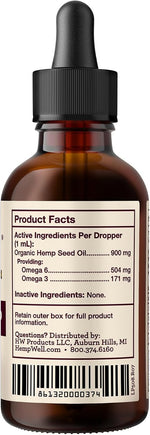 Hemp Well bird hemp oil reverse label showing ingredient transparency