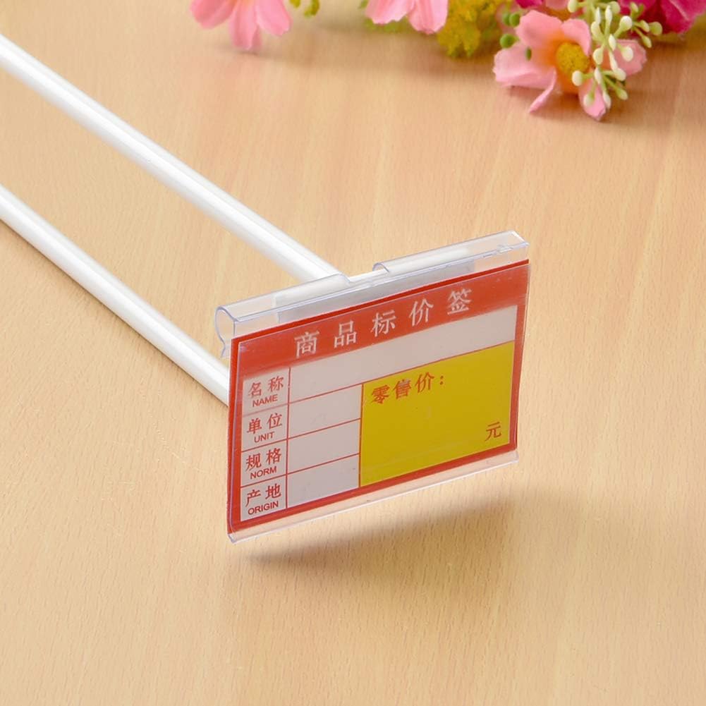100Pcs Clear Plastic Wire Shelf Price Label Holder Retail Price Tag Label Card Holder Merchandise Sign Display Holder for Retail Store Supermarket Mall Price Display, 60 x 42MM - Image 4