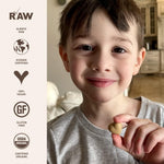 Close up view of raw organic white chocolate heart pieces