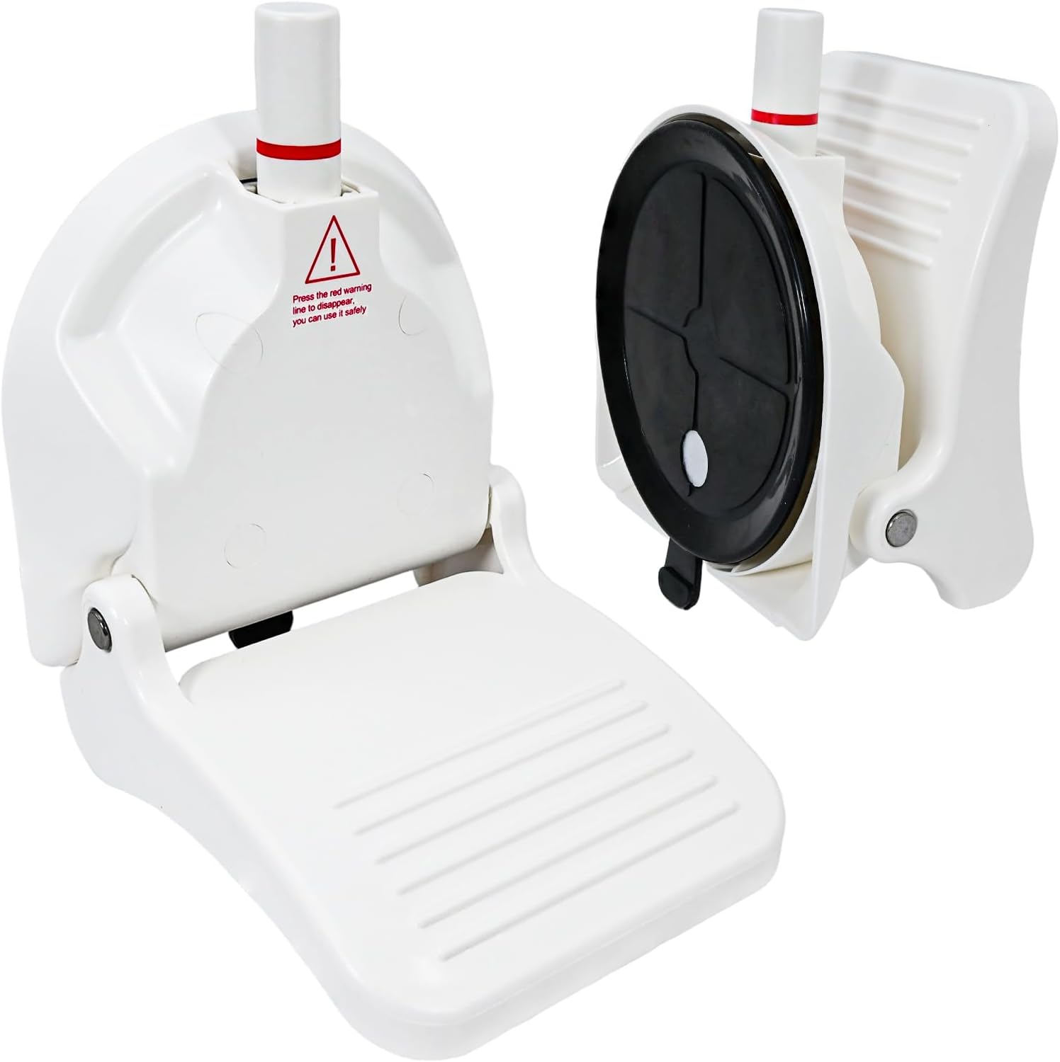 Zjmy foldable shower foot rest with strong suction cup installed on white bathroom tile