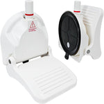 Zjmy foldable shower foot rest with strong suction cup installed on white bathroom tile