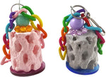 Multi colored bird calcium chew toy package contents side angle
