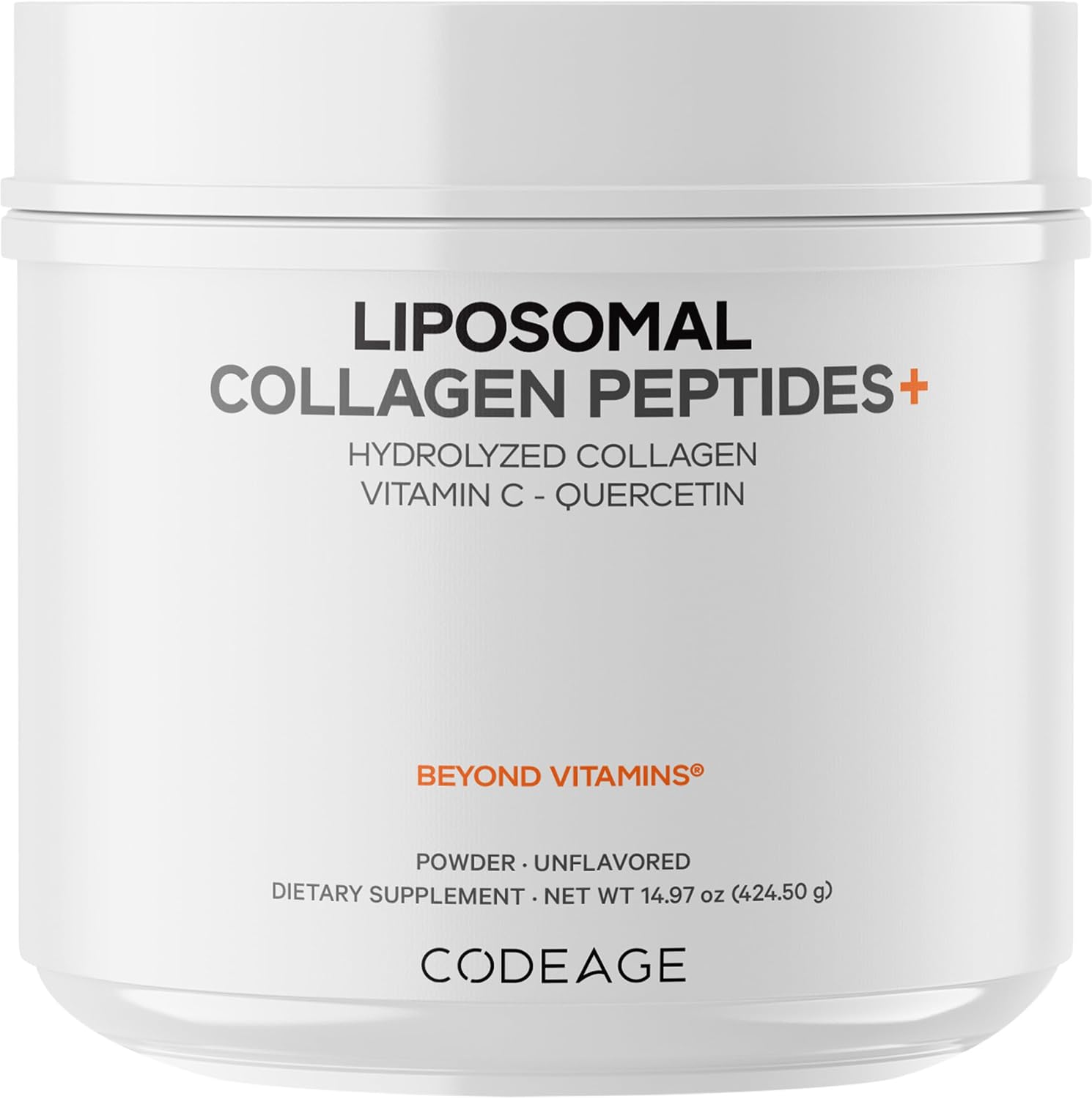 Codeage liposomal collagen peptides powder container front view
