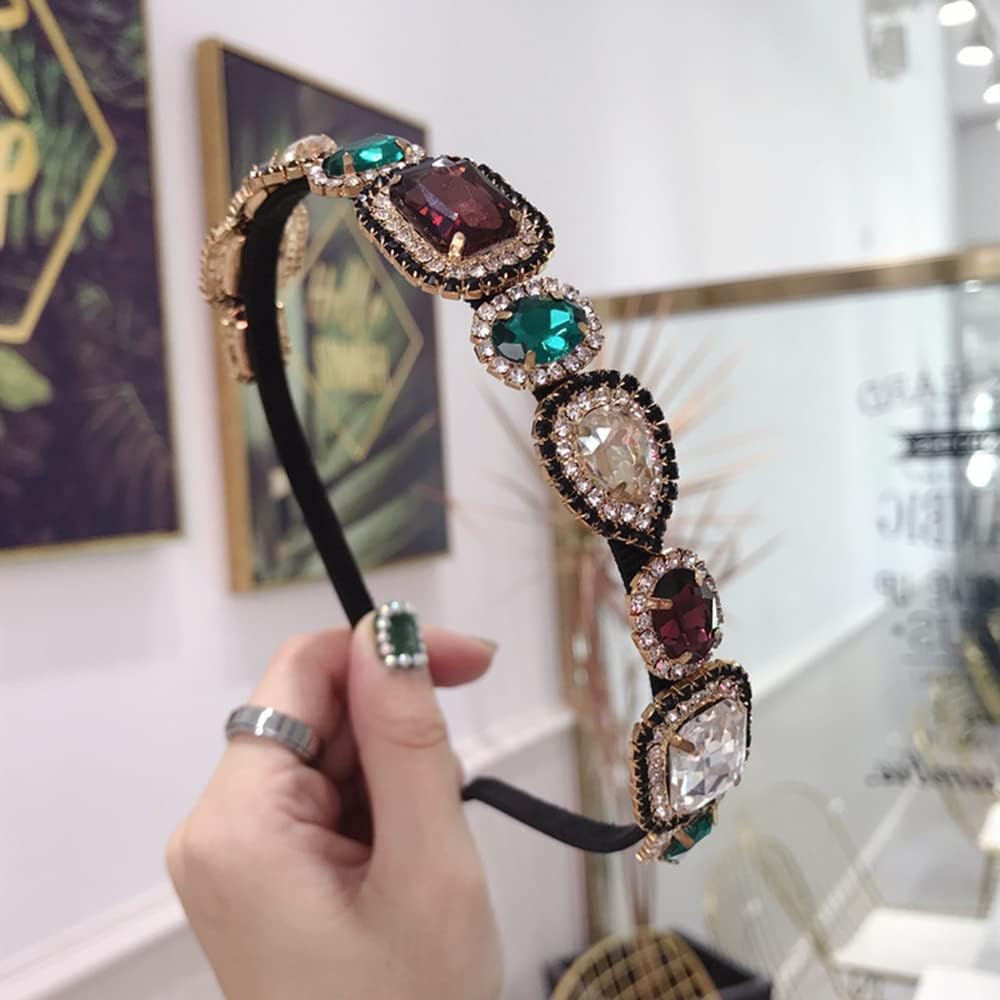 Wiwpar colorful gemstone headband worn by model