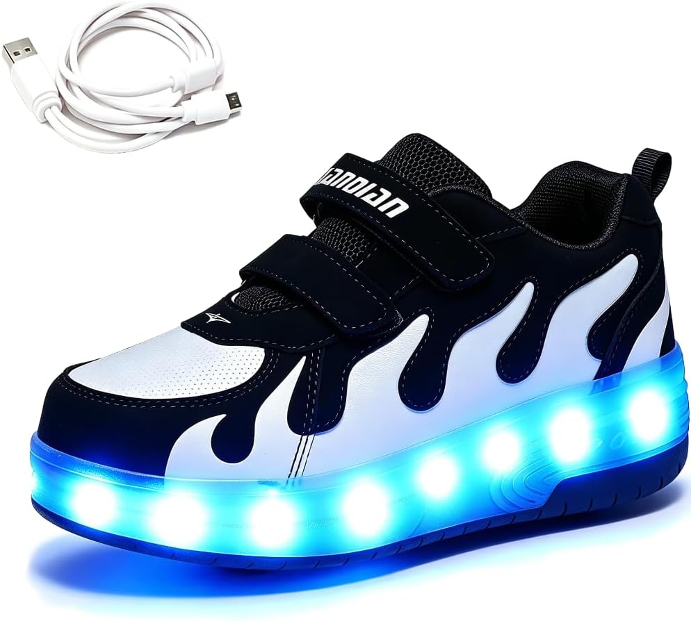 Ehauuo Unisex Roller Shoes Kids Sparkling Wheels Shoes Girls Light up Roller Skates Sneakers Boys Rechargeable Flashing Sneakers for Gift - Image 13