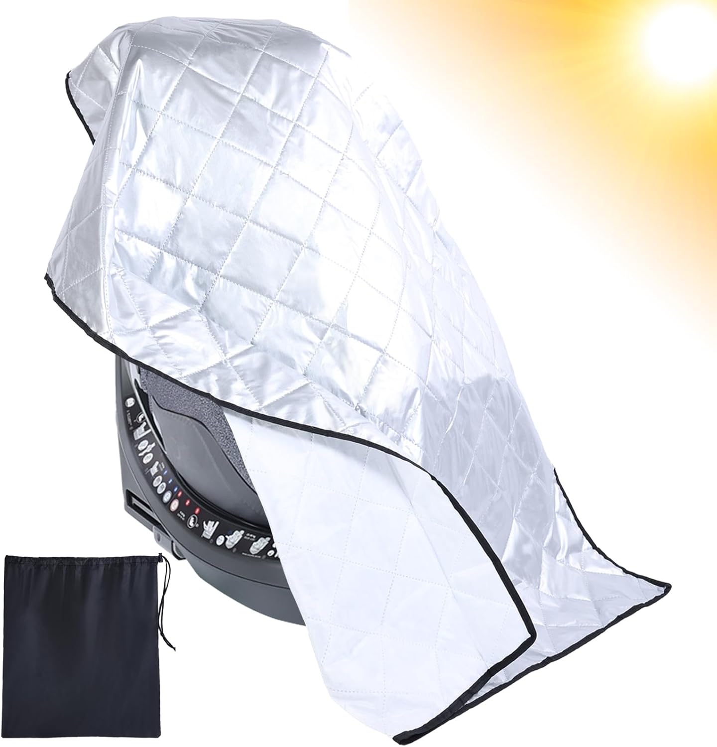 ECVV Baby Car Seat Sun Shade Cover front view showing reflective aluminum film material.