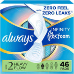 Always Infinity Flexfoam Pads Size 2 front view packaging for heavy flow.
