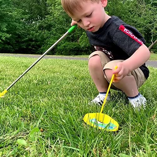 Toddler playing with Liberry indoor outdoor golf sports set