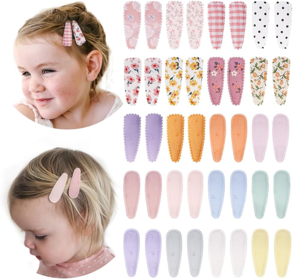 Yanwenx floral print toddler snap hair clips set front view