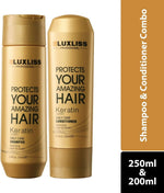 Luxliss keratin system shampoo bottle and packaging details