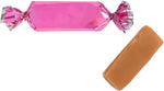 Soft chewy American toffee milk caramels wrapped in shiny pink foil
