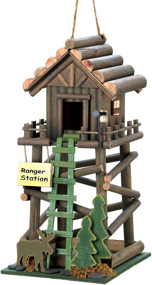 Tom Ranger Station Cabin Birdhouse front view rustic outdoor decor