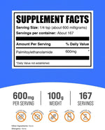 BulkSupplements PEA powder nutritional label detail