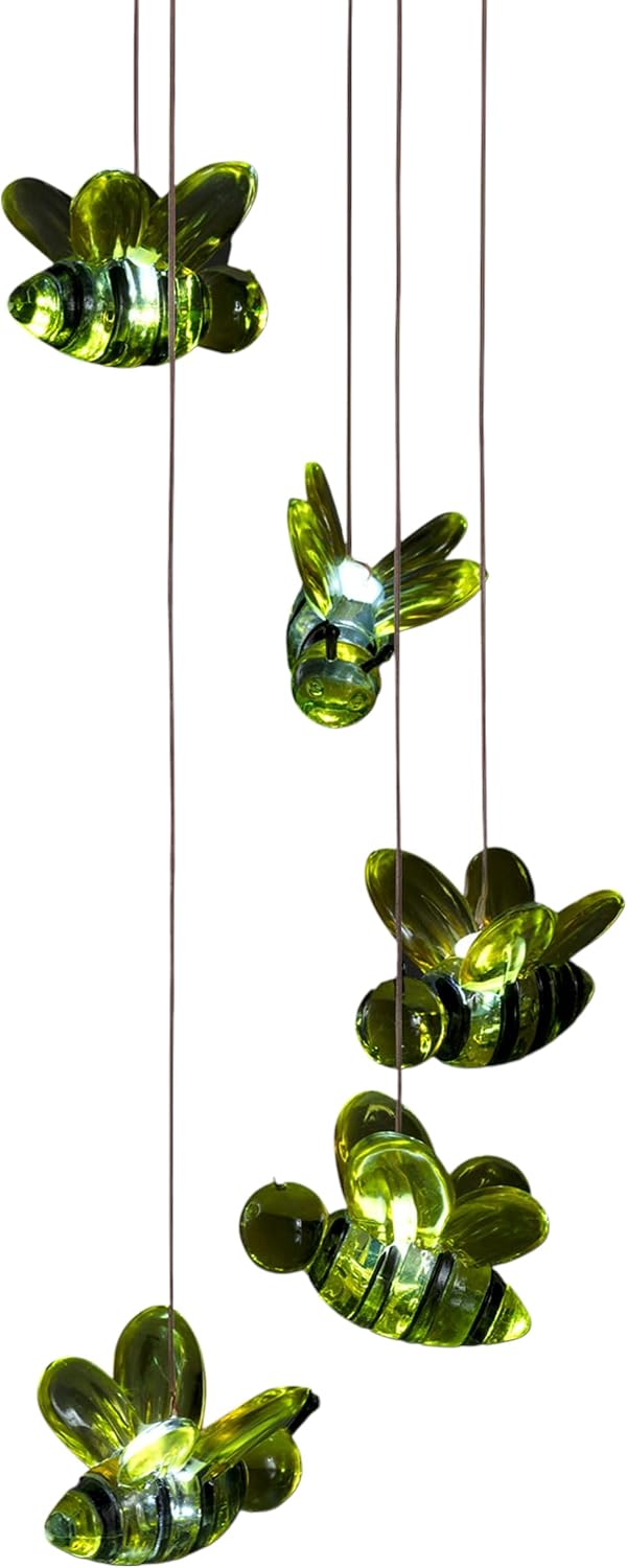 Alpine Corporation QLP832SLR Outdoor Solar Powered Wind Mobile with LED Bee Lights, LED Solar Lawn Dcor, 27", Multicolor - Image 9