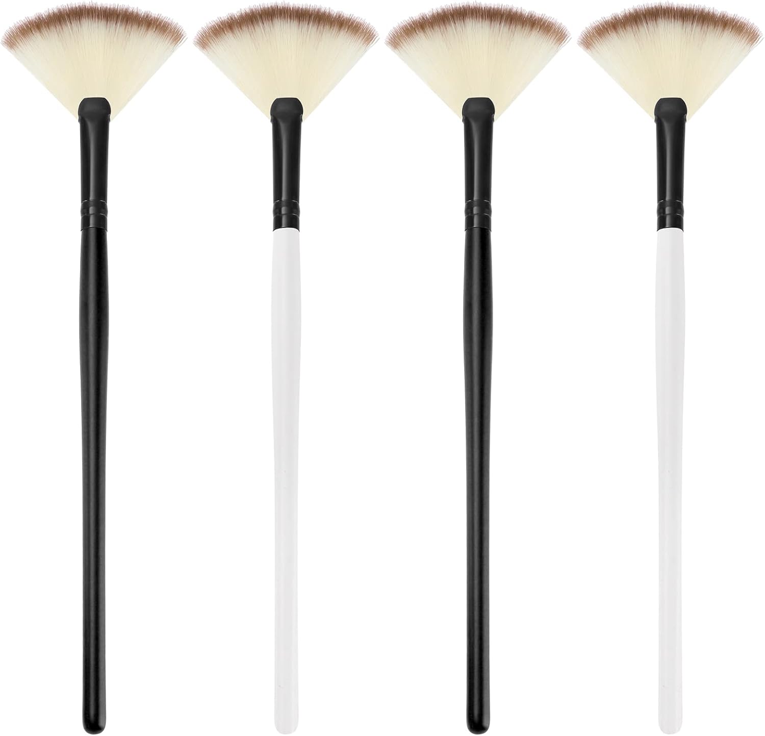 SUMAJU 4 Piece Facial Brushes Fan Mask Brushes front view showing the soft white and yellow bristles