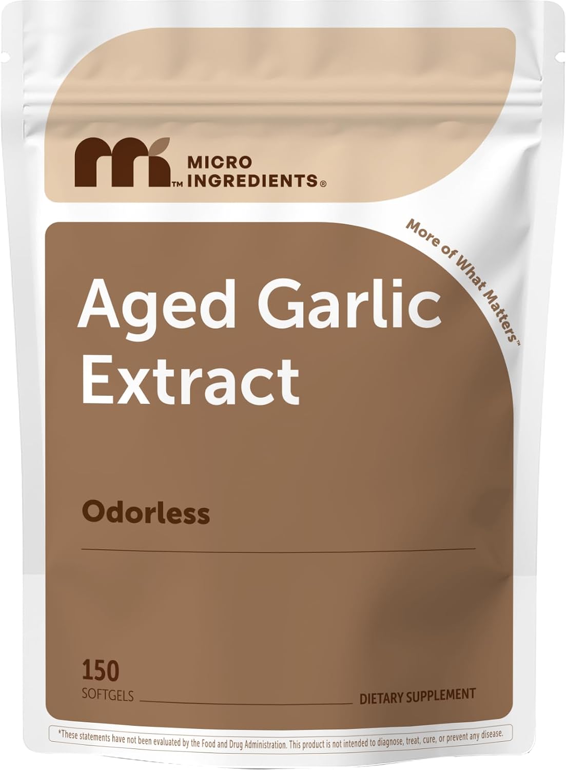 Micro Ingredients Odorless Garlic 150 Softgels front view bottle packaging