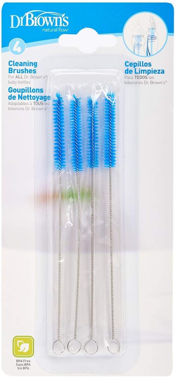 Dr. Brown's Baby Infant Cleaning Milk Vent Bottle Teat Brush 4 (Pack of 4, Blue) - Image 1
