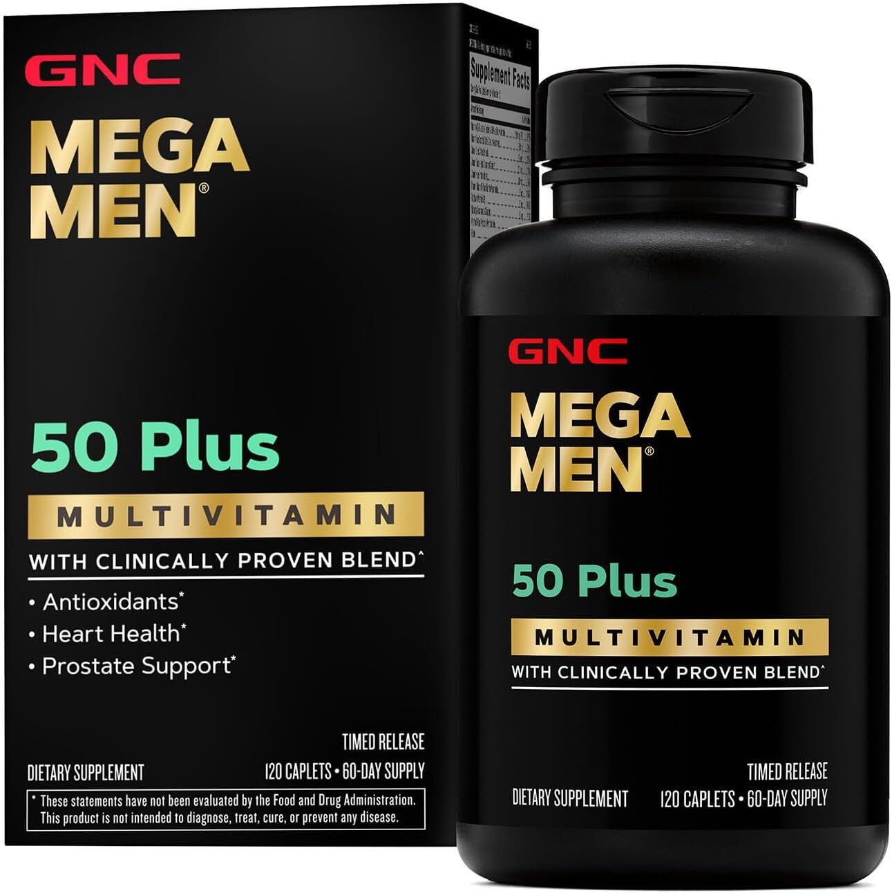 GNC Mega Men 50 Plus Multivitamin | Antioxidants | Heart Health | Prostate and Circulatory Support | 120 Count - Image 1
