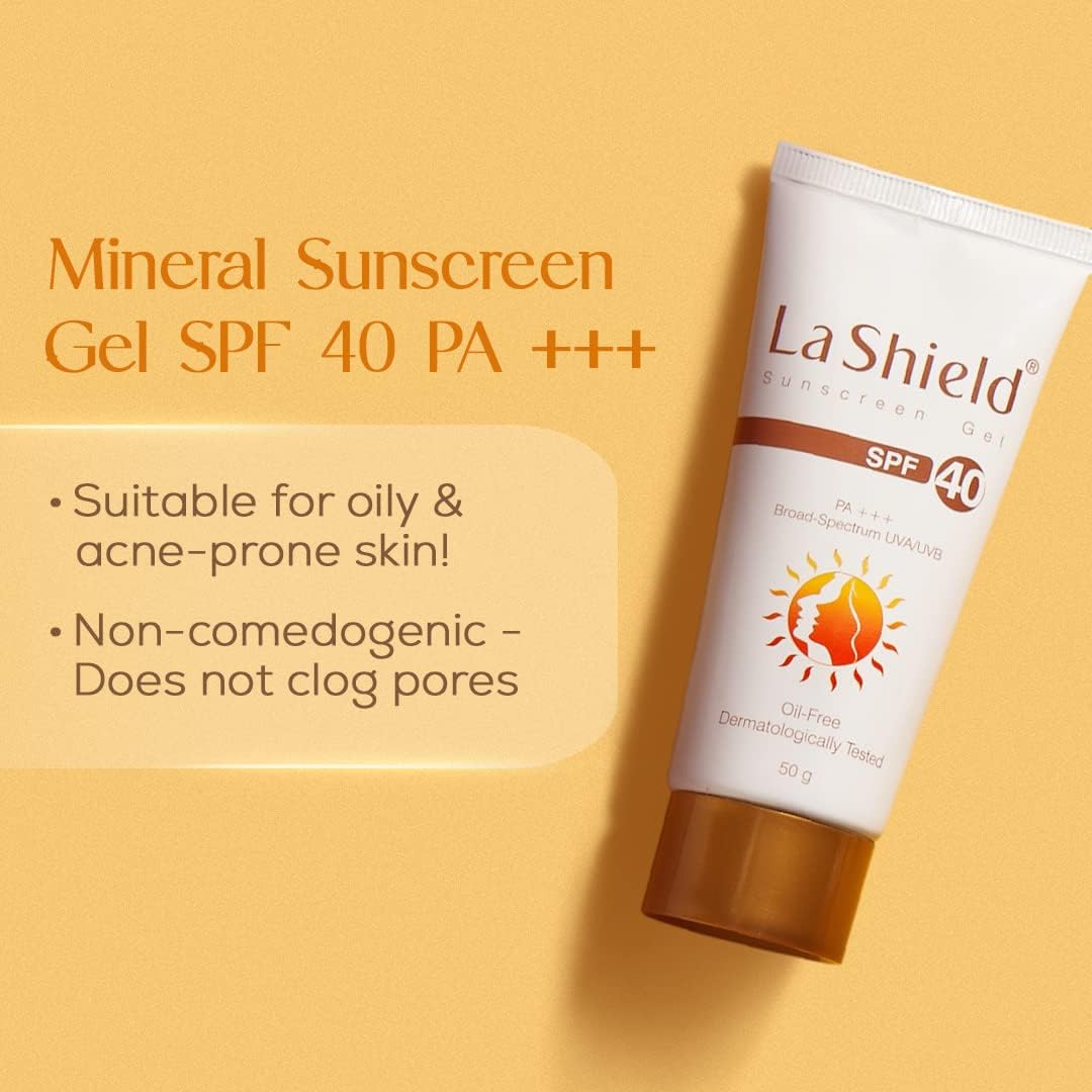 La Shield Sunscreen Gel SPF 40 box packaging and tube