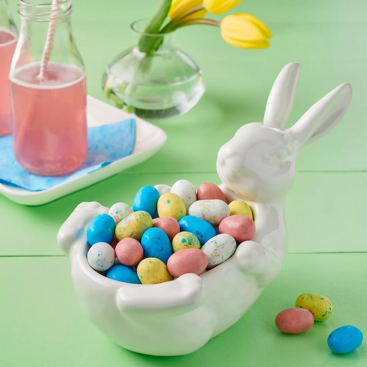 Buha Sweets malted milk balls in an Easter bowl