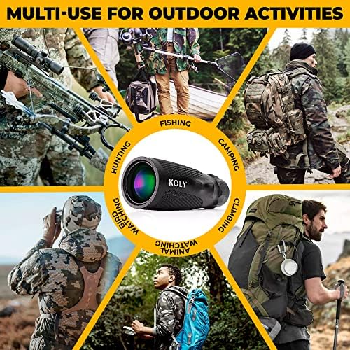 Koly weather resistant monocular scope held in a hand to demonstrate its ultra compact portable size.
