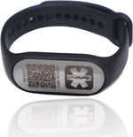 Petsmya medical alert bracelet front view showing scannable emergency QR code on adjustable band.