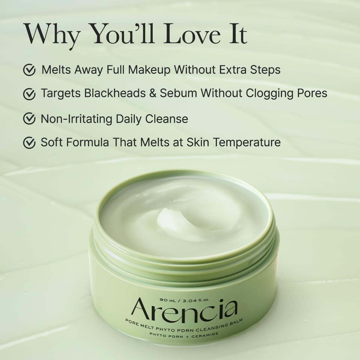 Side view of Arencia Pore Melt Phyto PDRN Cleansing Balm packaging.