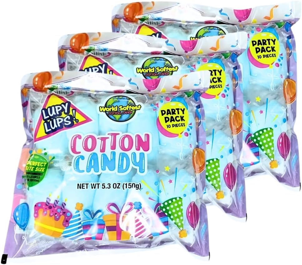 Assorted flavors of Lupy Lups cotton candy on display