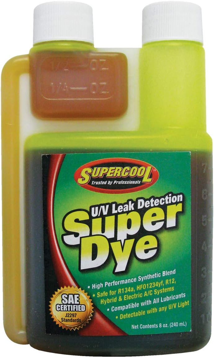 TSI Supercool Yellow SAE Certified Super Dye 8 Ounce front view professional automotive leak detection fluid