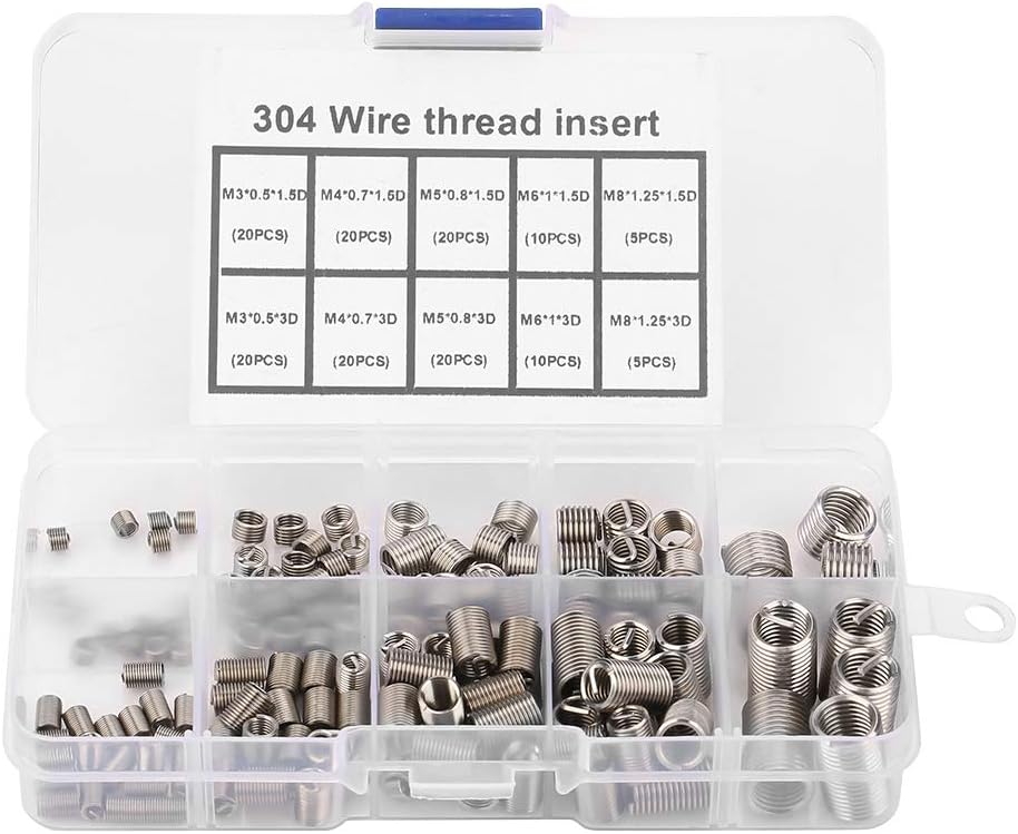 Walfront 150pcs metric thread inserts in storage box