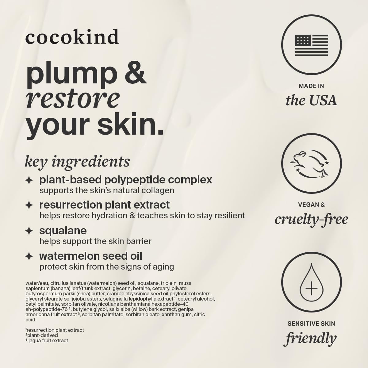 Side profile of Cocokind 1.7 fluid ounce moisturizer packaging