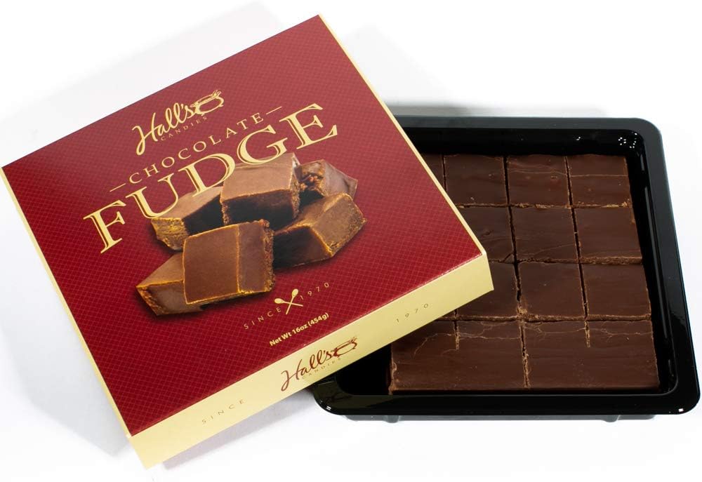 Sixteen cut squares of smooth creamy chocolate fudge close up