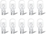 Rafeal Auto 921 T5 incandescent bulb ten pack front view showing clear miniature glass automotive bulbs.
