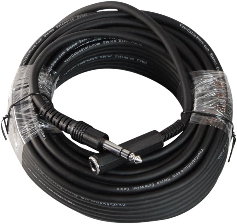 Your Cable Store 50 Foot Headphone Extension Cable front view showing male and female 1/4 inch connectors