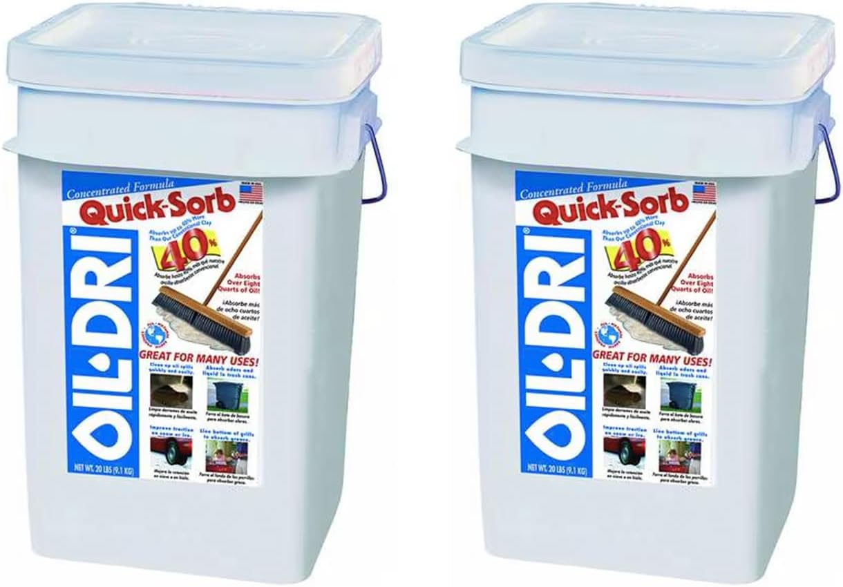 Farm And Home Supply Oil Dri Premium Granular Clay Absorbent front view of twenty pound pail for industrial spill containment.