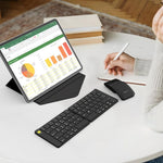 DELUX PockCombo Wireless Keyboard and Mouse with Protective Case, Foldable Bluetooth Keyboard, 2-in-1 Mini Sliding Wireless Mouse with Pointer, Portable Lightweight Mouse and Keyboard Combo (Black) - Image 9