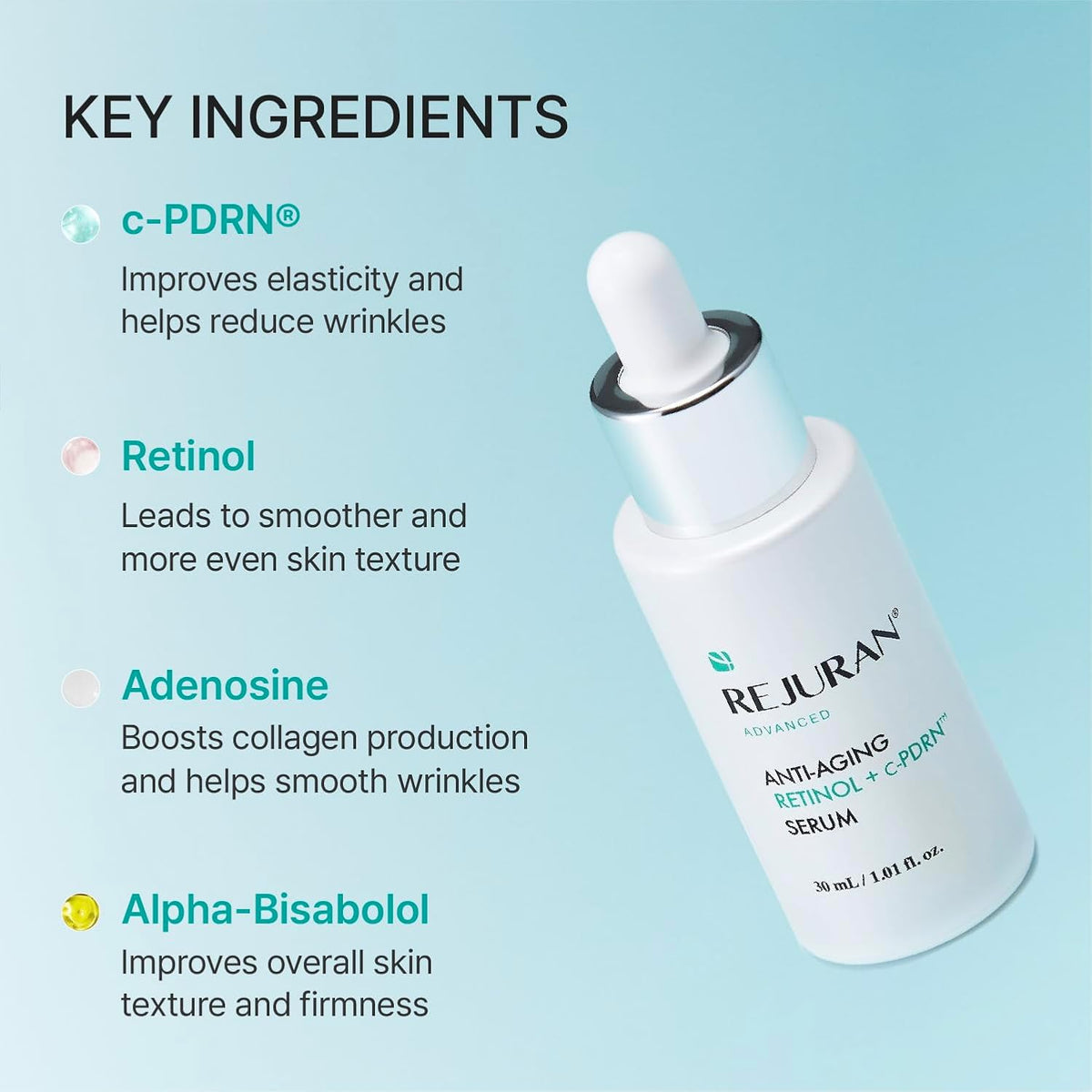 Top view of Rejuran retinol and c-PDRN serum luxury applicator