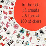 Close up of Chinese zodiac animal designs on vinyl stickers