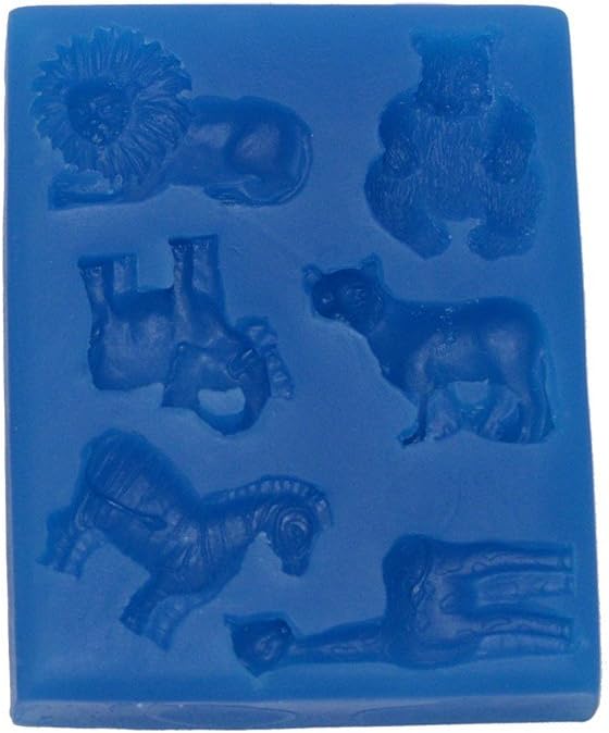 First Impressions Molds Mini Zoo Animals Silicone Mold A233 six cavity layout