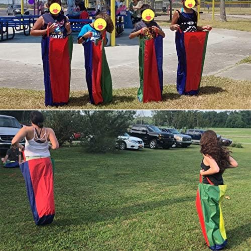 Children and adults enjoying a potato sack race with Cwlakon bags.