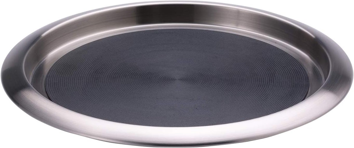 Service Ideas stainless steel non-slip serving tray front view