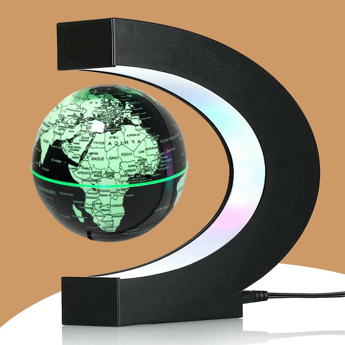 Rtosy magnetic levitation floating globe front view on office desk